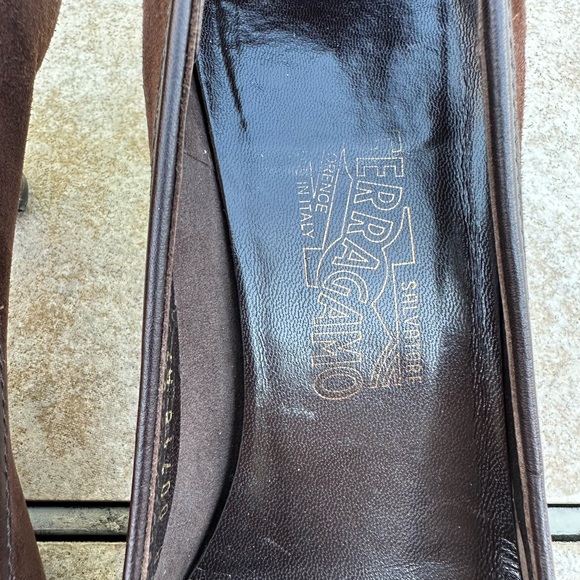 Salvatore Ferragamo Rasia Brown Suede 2" Kitten Heels - Picture 6 of 15